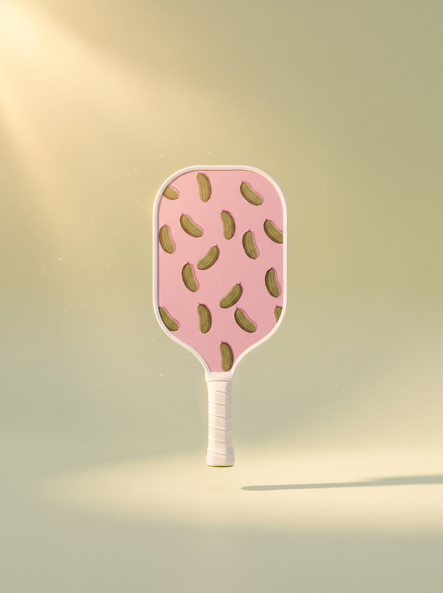 The Pink Paddle, bubblegum pink with hand-drawn pickles